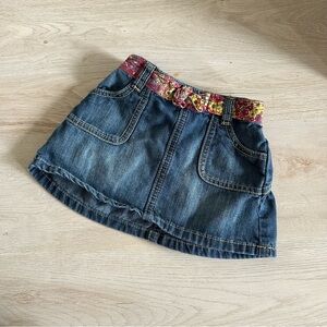 Old Navy Blue Denim Skirt with floral waistband